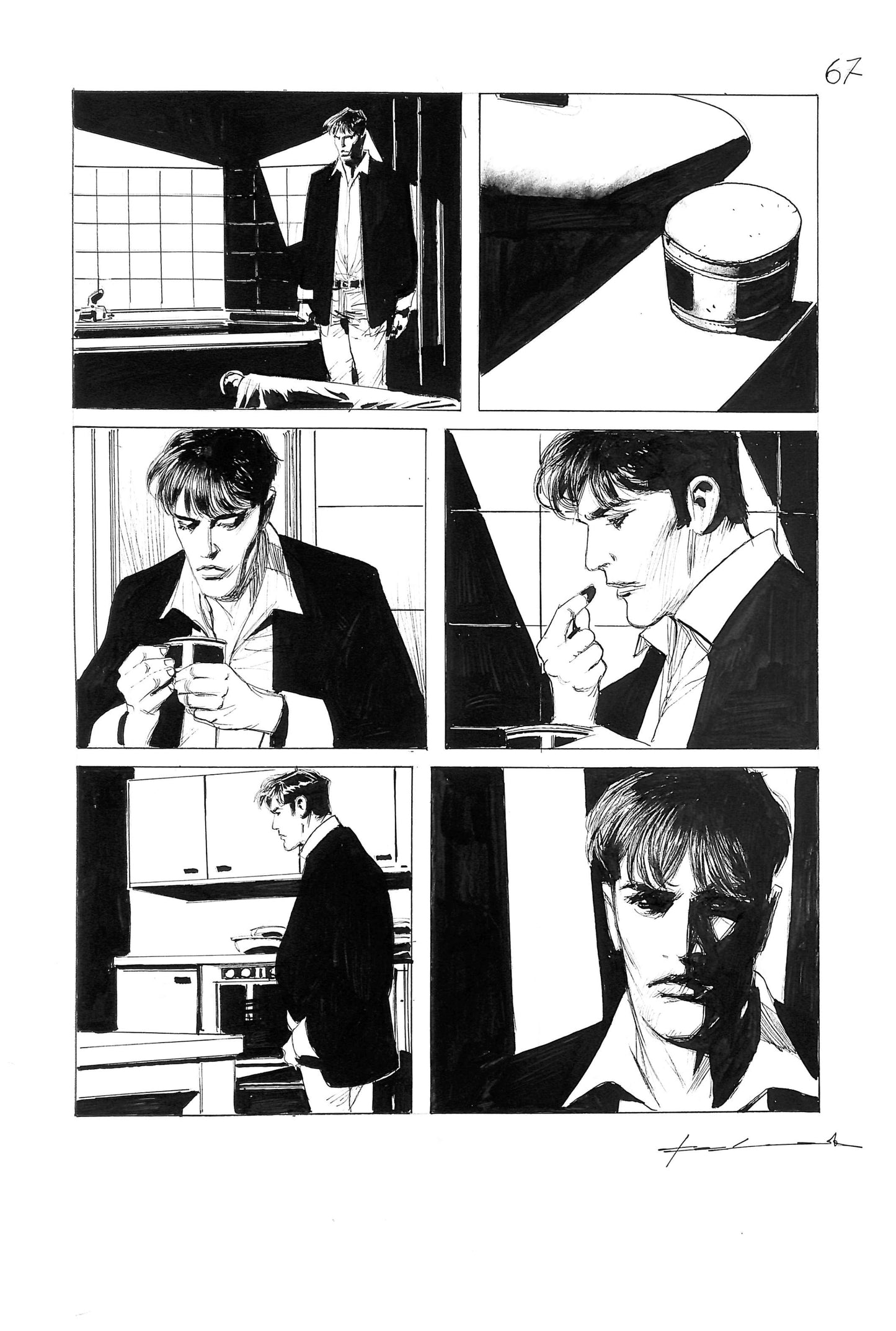 Corrado Roi – Original Art - “Dylan Dog” 68 - ink on cardboard