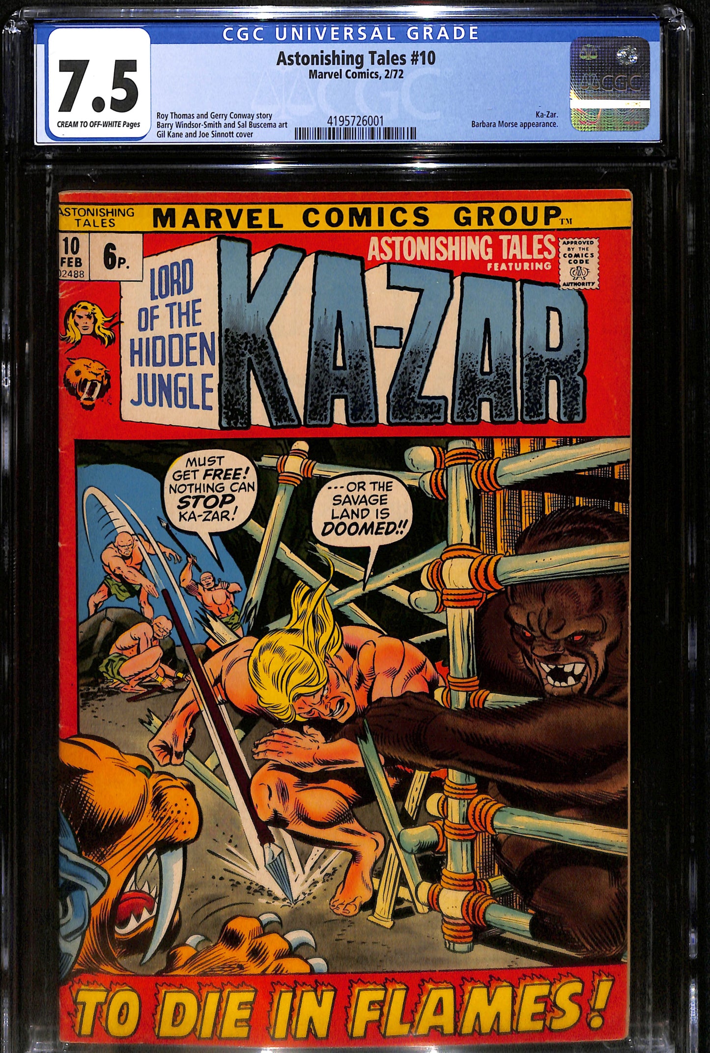 Astonishing Tales #10 - CGC 7.5 - Marvel Comics 1972