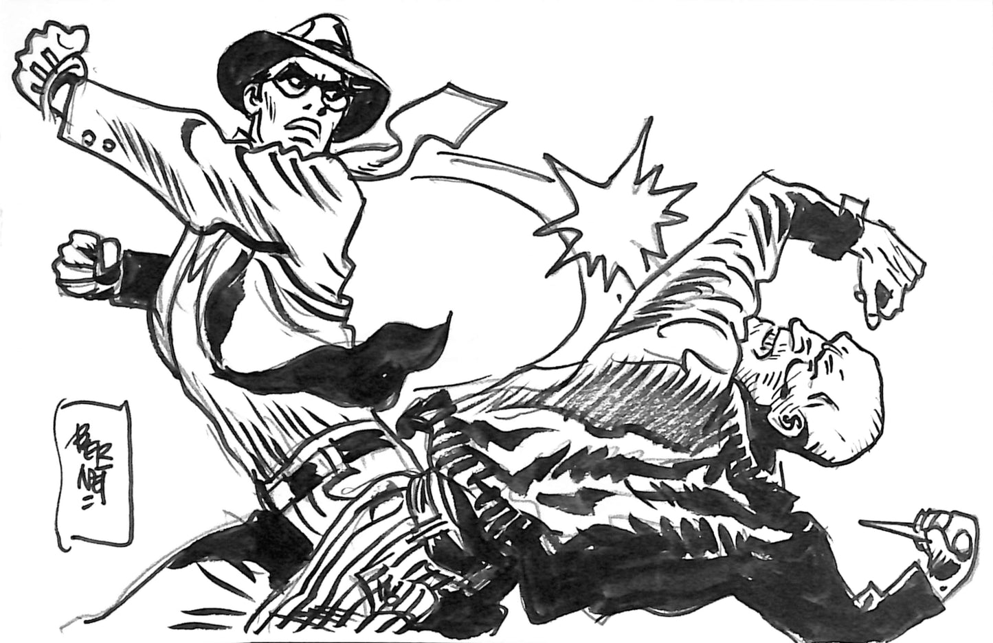 Jordi Bernet – Original Two-Subject Sketch – Torpedo