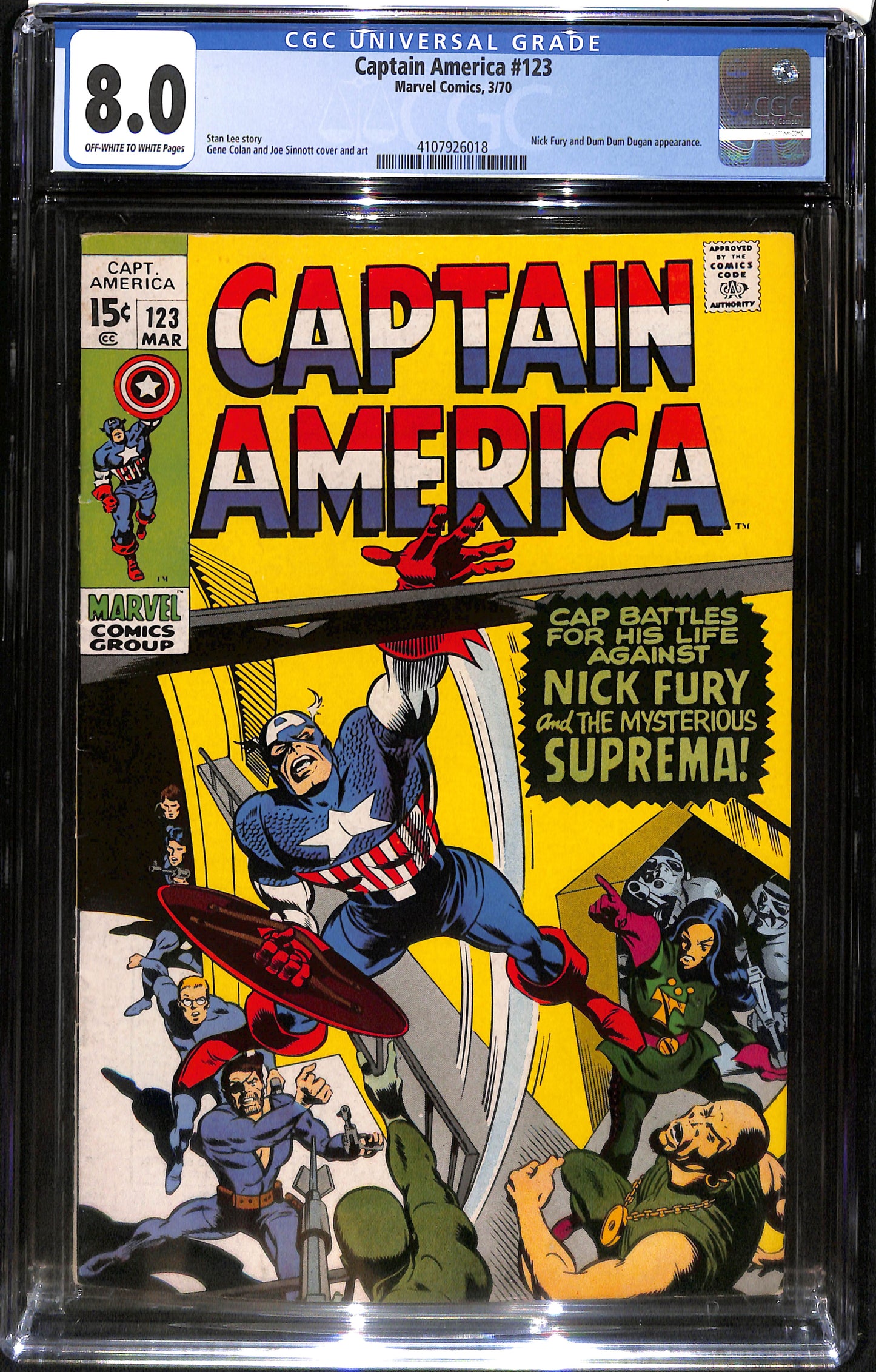 Captain America #123 - CGC 8.0 - Marvel Comics 1970