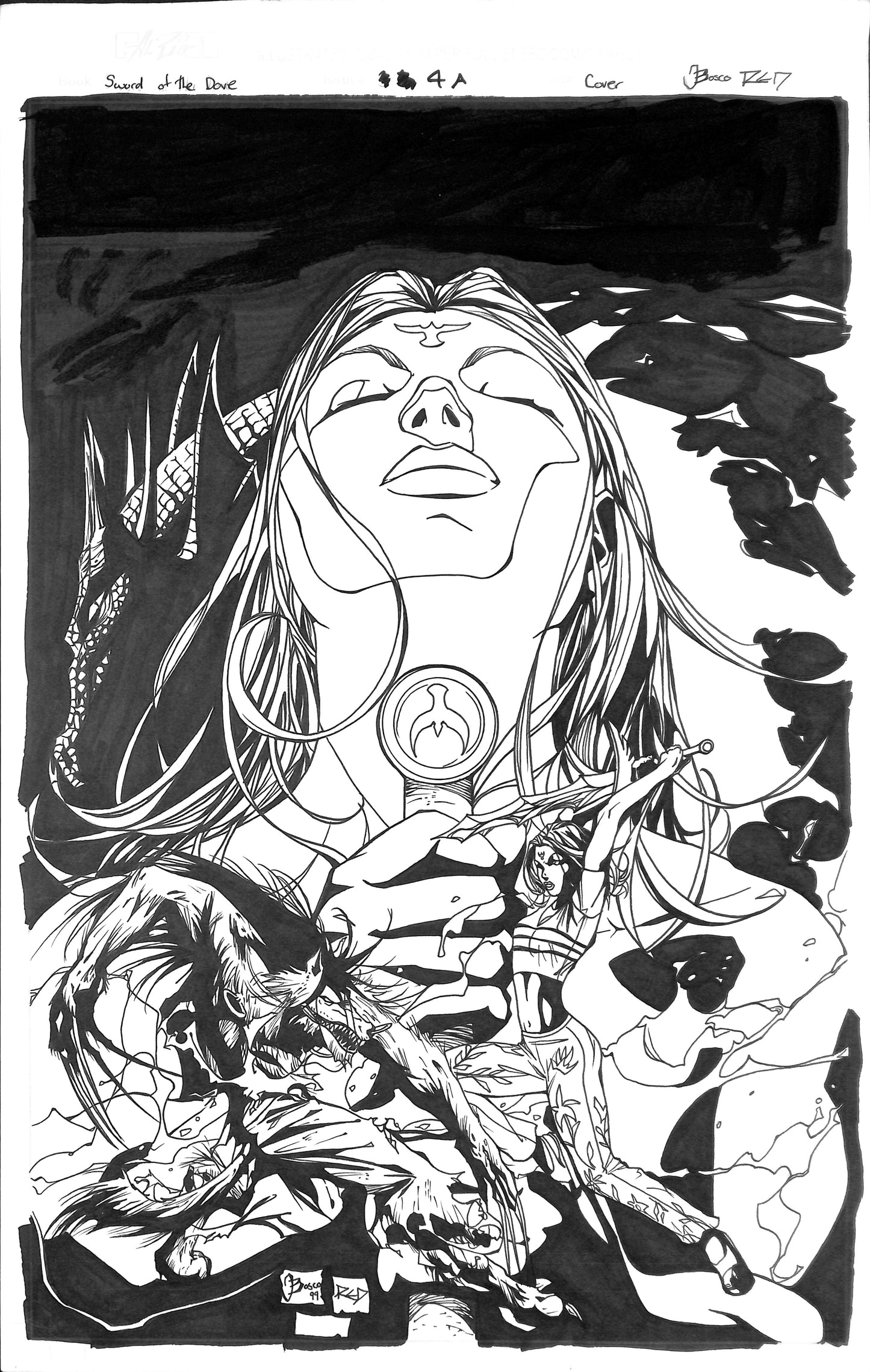 John Bosco – Illustrazione Originale Cover "Sword of the Dove" n.4 – 1999