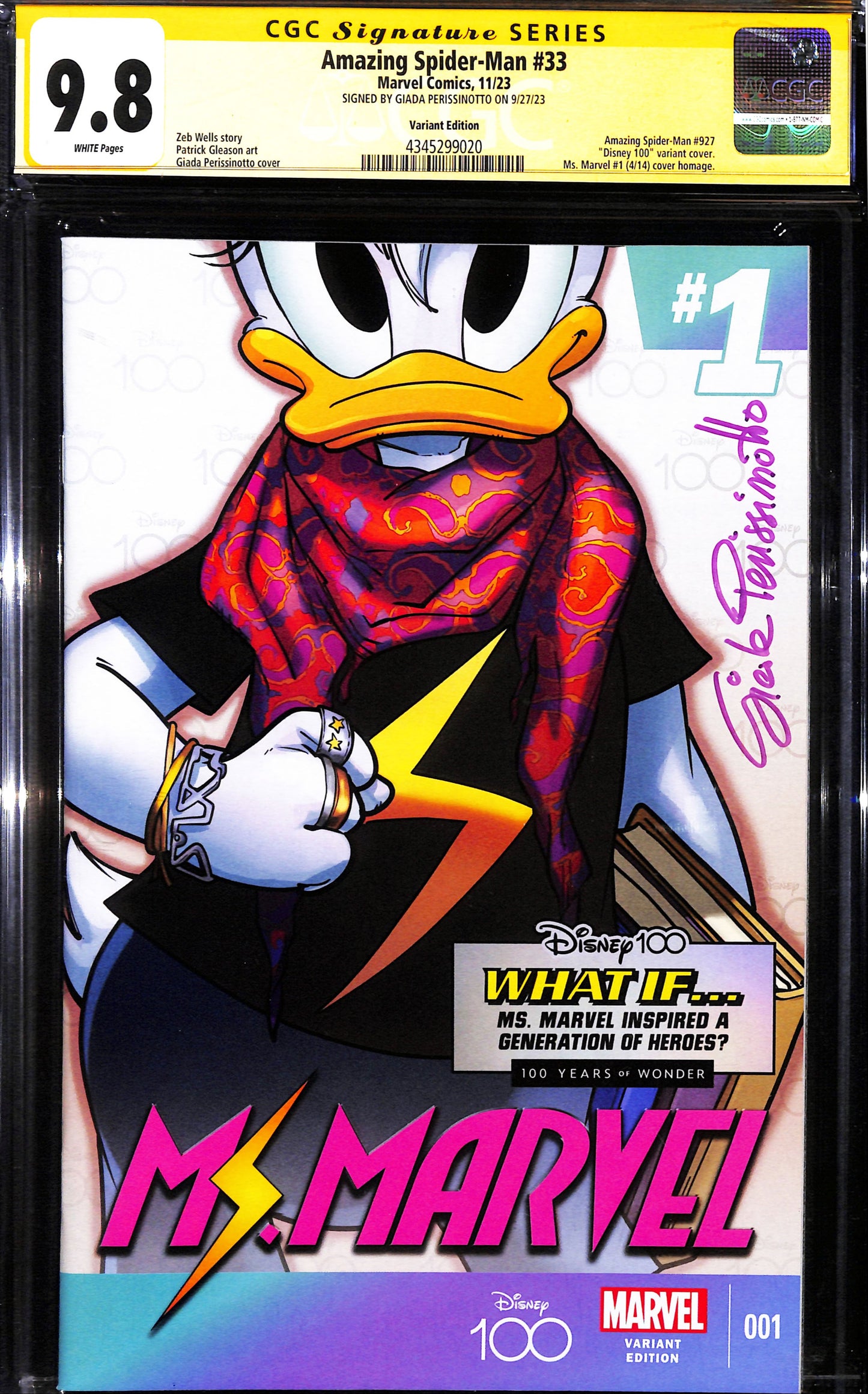 Amazing Spider-Man #33 Variant - CGC 9.8 Firmato da Giada Perissinotto - Marvel Comics 2023