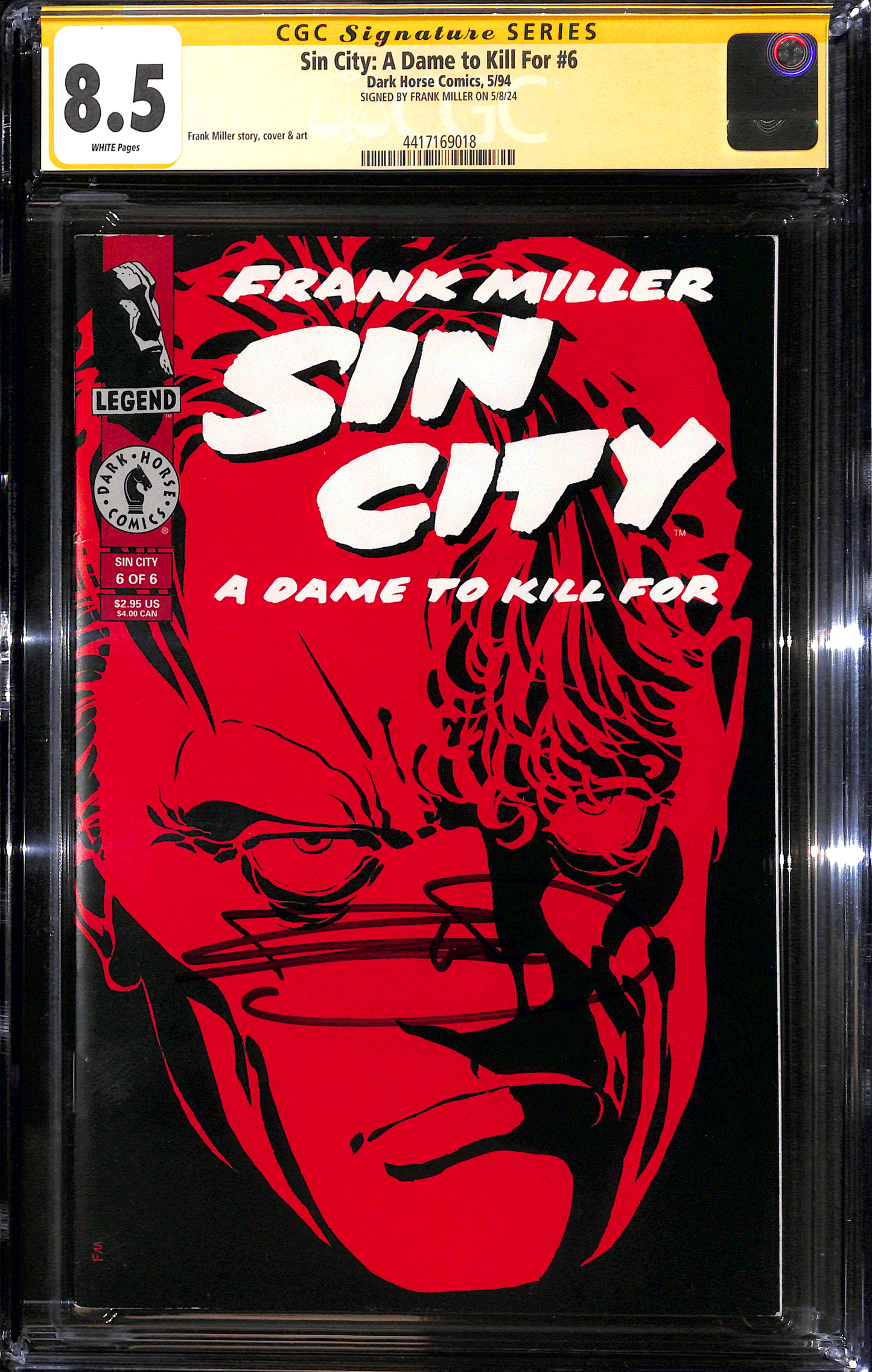 Sin City: A Dame to Kill #6 CGC 8.5 Firmato da Frank Miller