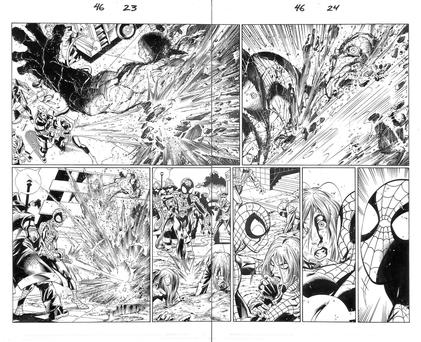 Mark Bagley & Art Thibert – Ultimate Spider-Man #46 – Double Splash Page – Original Art (Page 24)