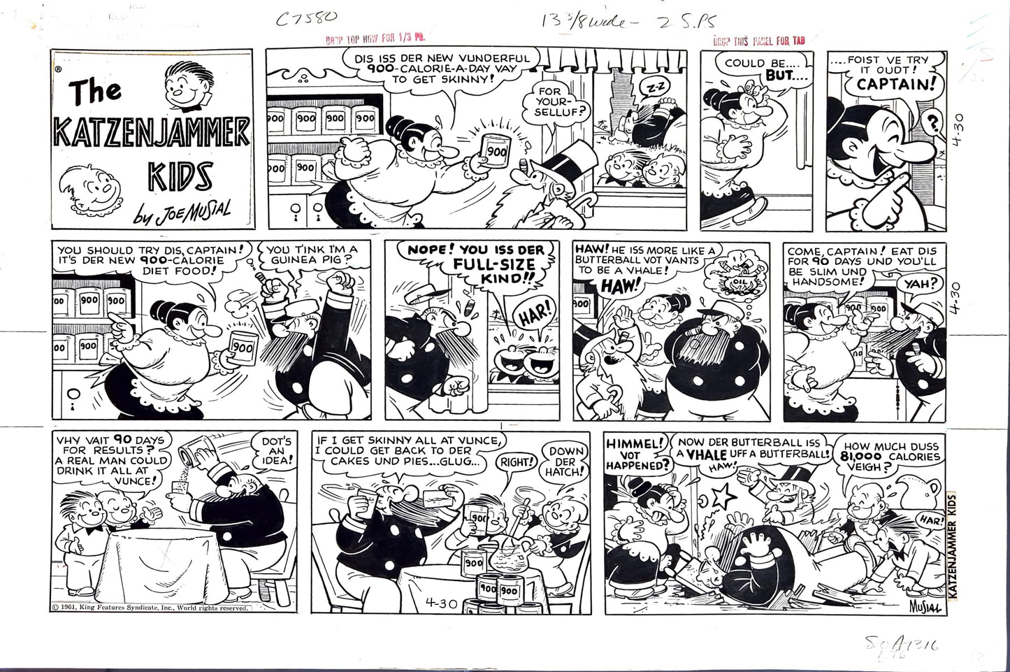 Joe Musial - Original art - The Katzenjammer Kids - Sunday Comic Strip - dated 4-30-61 (King Features)