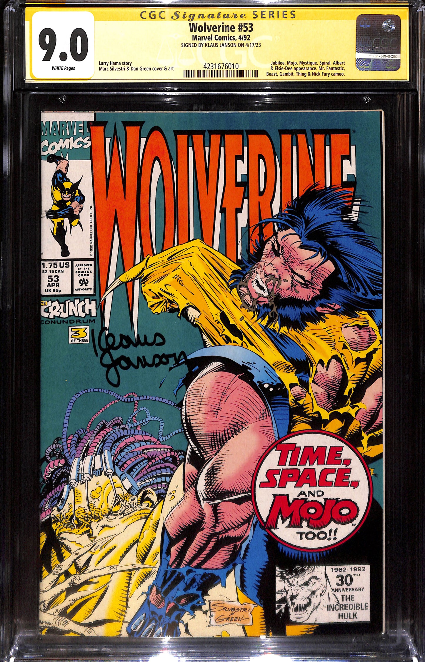 Wolverine #53 CGC 9.0 Firmato da Klaus Janson