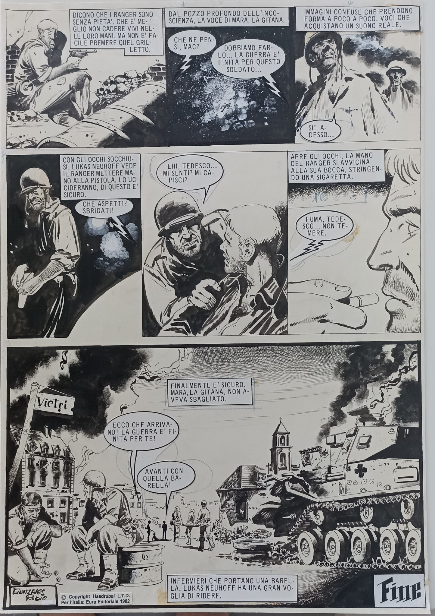 Rubio – 8 Tavole Originali – "La profezia" (Lancio Story n.32, 1982) – Serie Completa