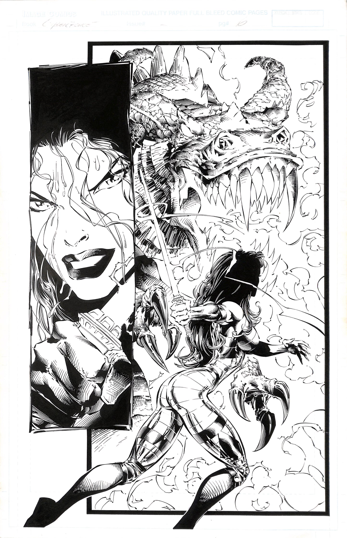 Cybergforce 12, pag 6 Marc Silvestri, Matt Banning tavola originale - 43x28cm