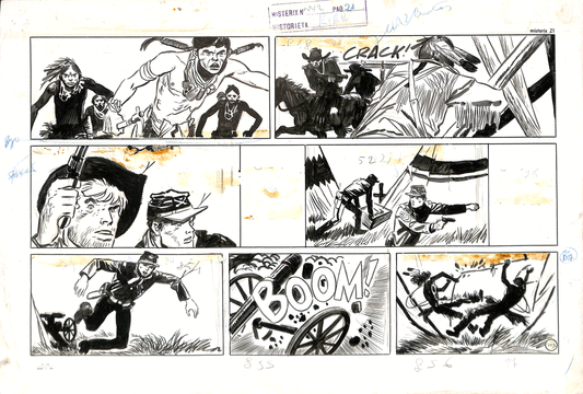 Hugo Pratt - Tavola Originale - Misterix #442 Sgt. Kirk "Path of Blood" Pagina 103 - Editorial Abril, 1957