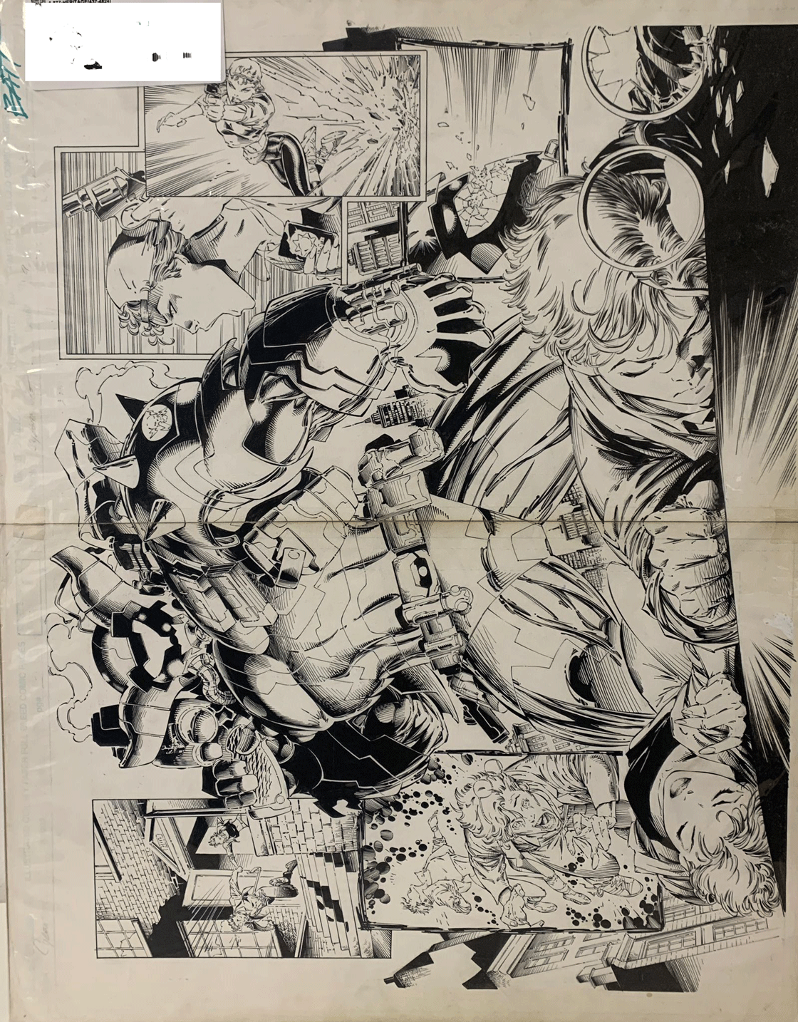 Cybergforce 9, Marc Silvestri, Matt Banning signed, original double page 56x 43 cm
