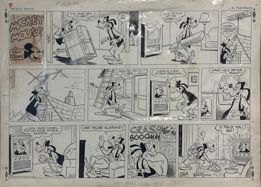 Manuel Gonzales _Mickey mouse- Sunday comic strip- 1964 - 47x68 cm