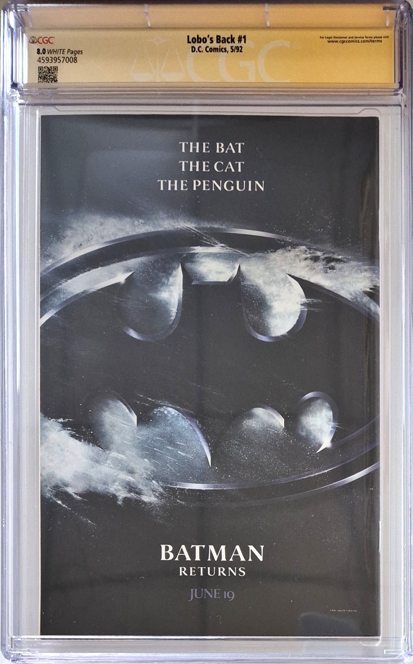 Lobo's Back #1 - CGC 8.0 - Firmato da Simon Bisley - D.C. Comics 1992