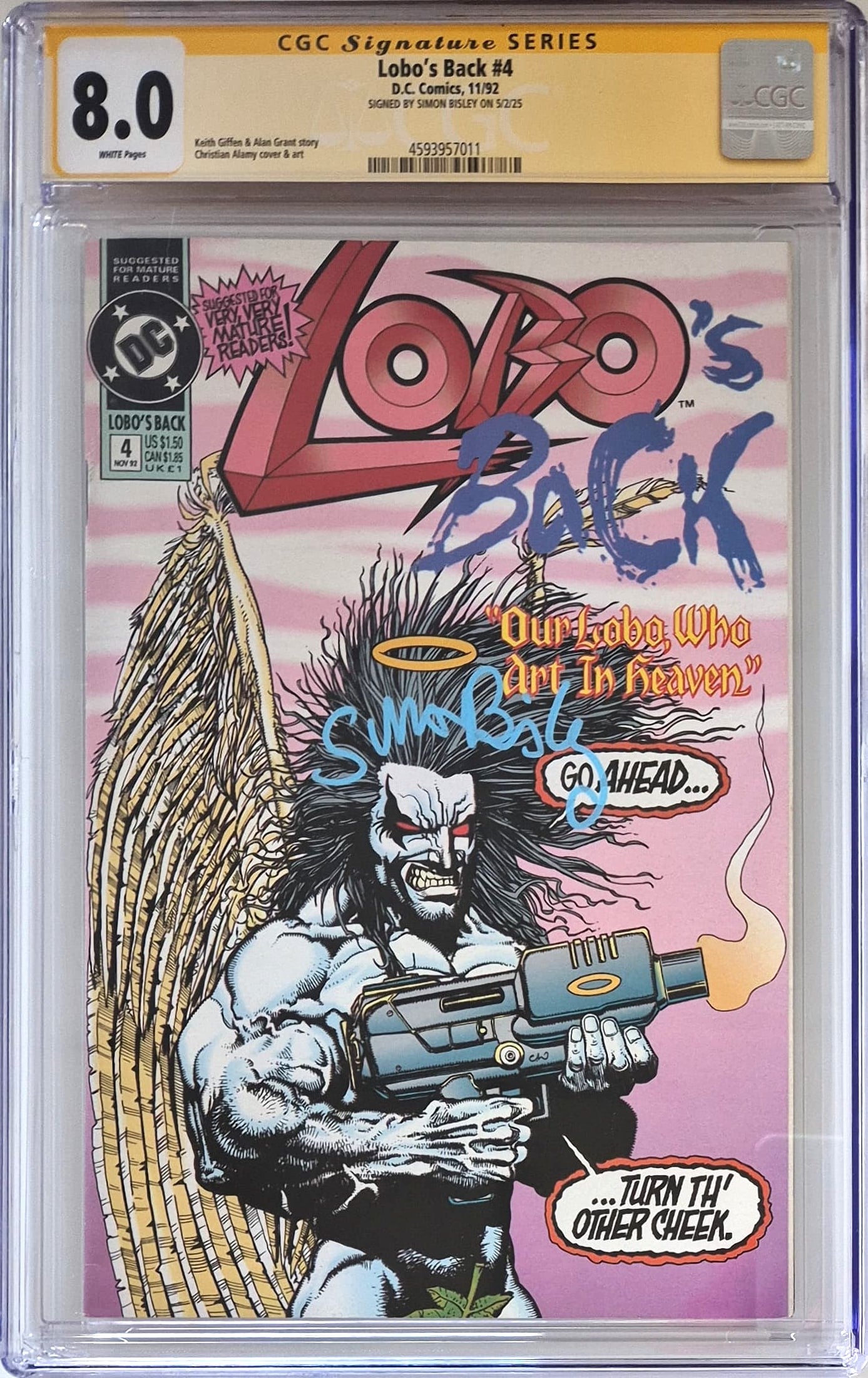 Lobo's Back #4 - CGC 8.0 - Firmato da Simon Bisley - D.C. Comics 1992