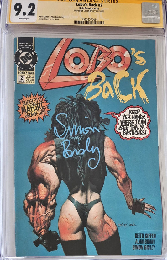 Lobo's Back #2 - CGC 9.2 - Firmato da Simon Bisley - D.C. Comics 1992
