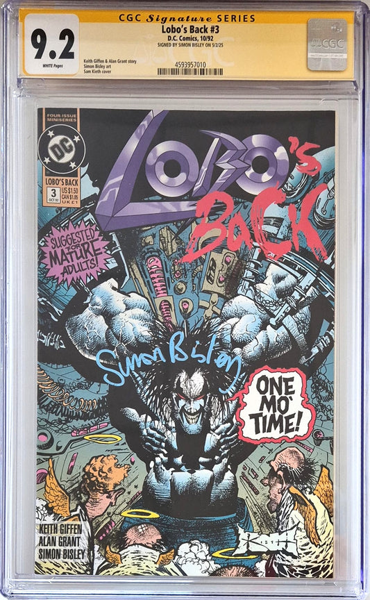 Lobo's Back #3 - CGC 9.2 - Firmato da Simon Bisley - D.C. Comics 1992