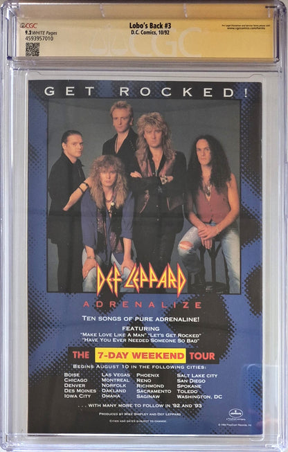 Lobo's Back #3 - CGC 9.2 - Firmato da Simon Bisley - D.C. Comics 1992