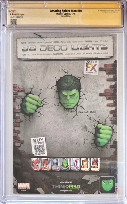 Amazing Spider-Man #10 – Variant Cover CGC 9.4 Firmata da Gabriele Dell'Otto - Marvel Comics, 2015