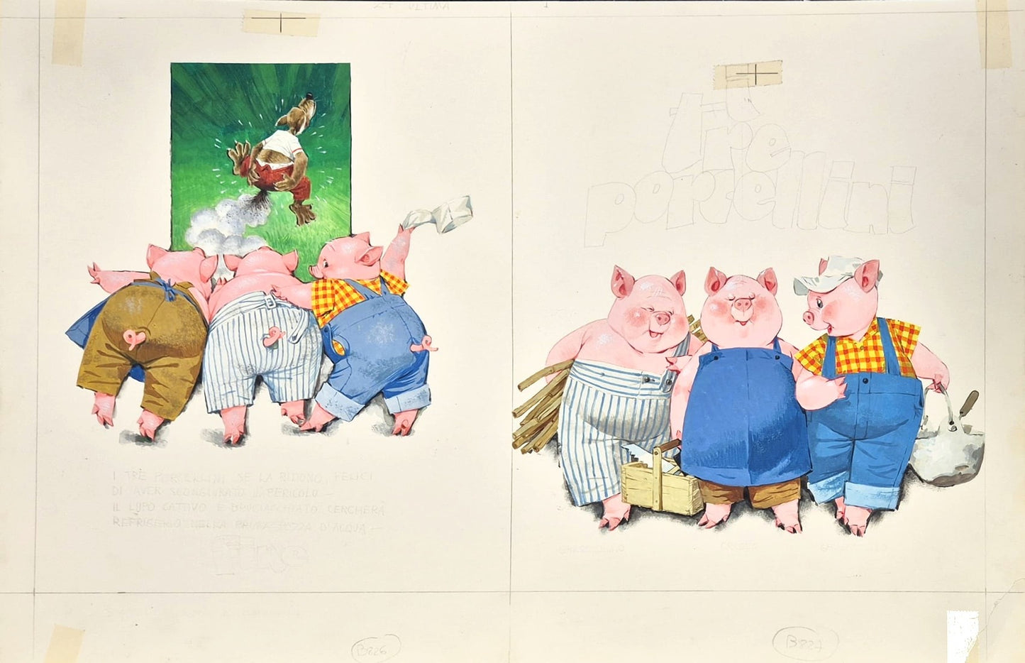 Libico Maraia - Illustrazioni Originali - I Tre Porcellini - 1978