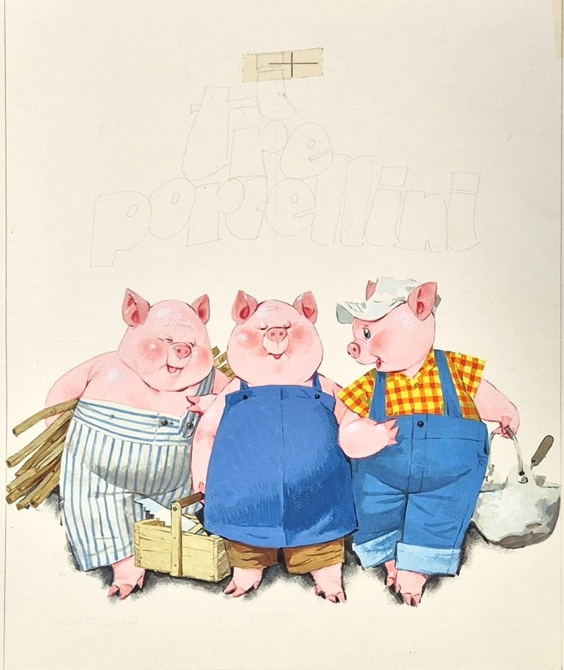 Libico Maraia - Illustrazioni Originali - I Tre Porcellini - 1978