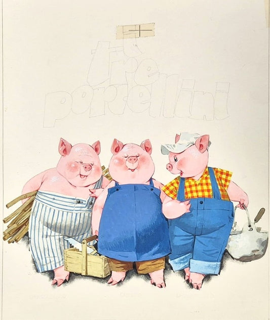 Libico Maraia - Illustrazioni Originali - I Tre Porcellini - 1978