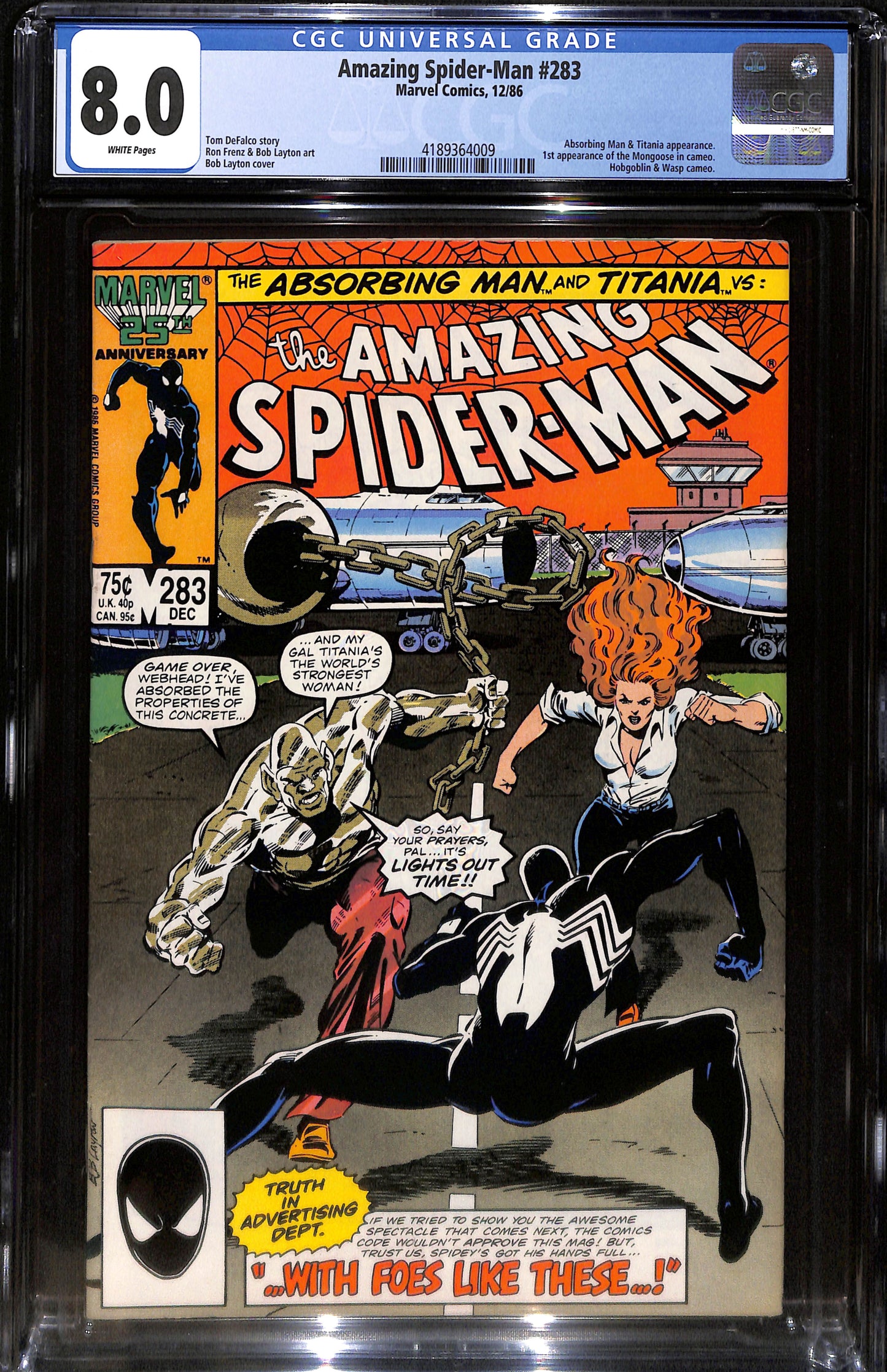 Amazing Spider-Man #283 - CGC 8.0 - Marvel Comics 1986