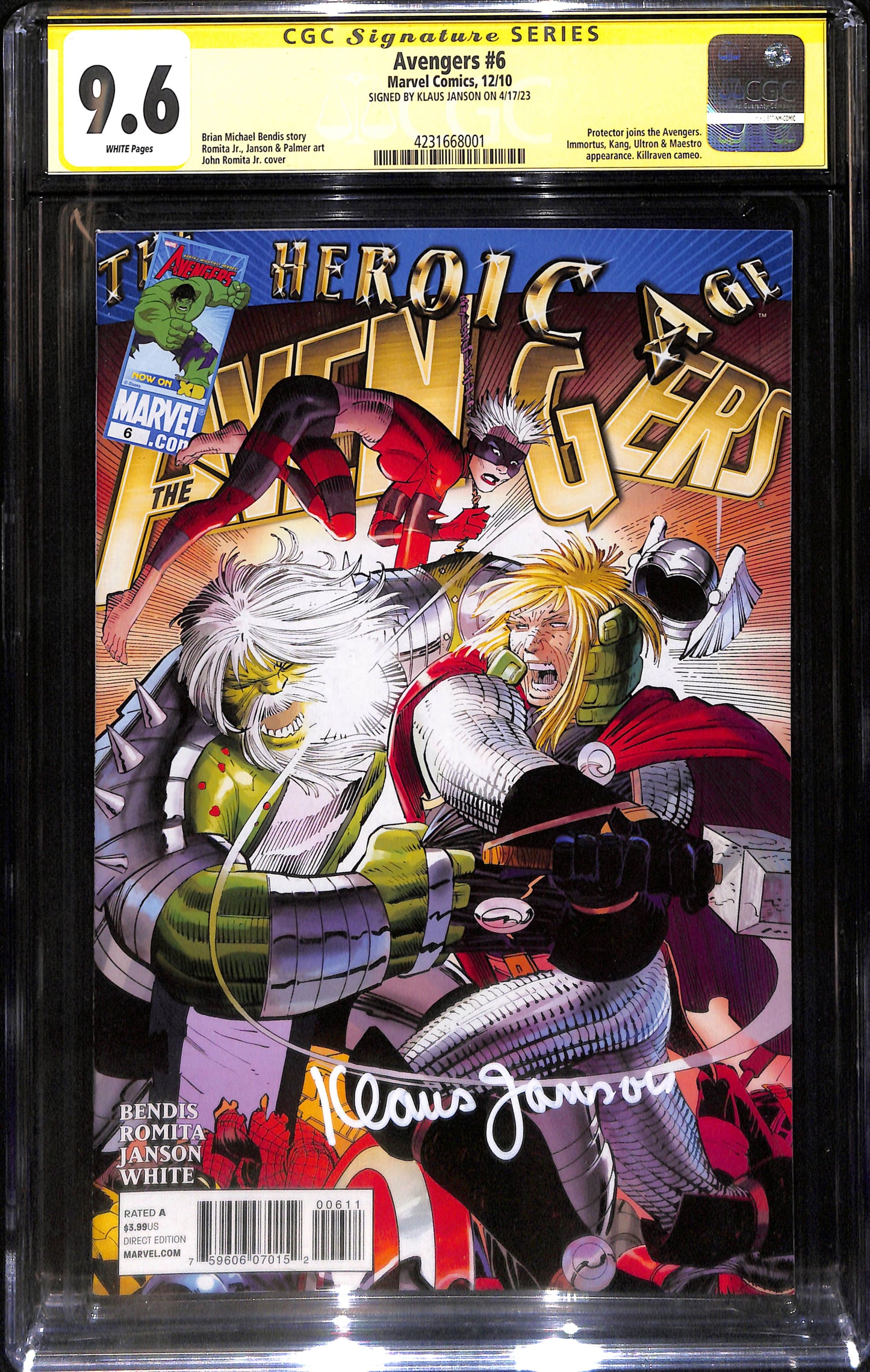 Avengers #6 - CGC 9.6 Firmato da Klaus Janson - Marvel Comics 2010