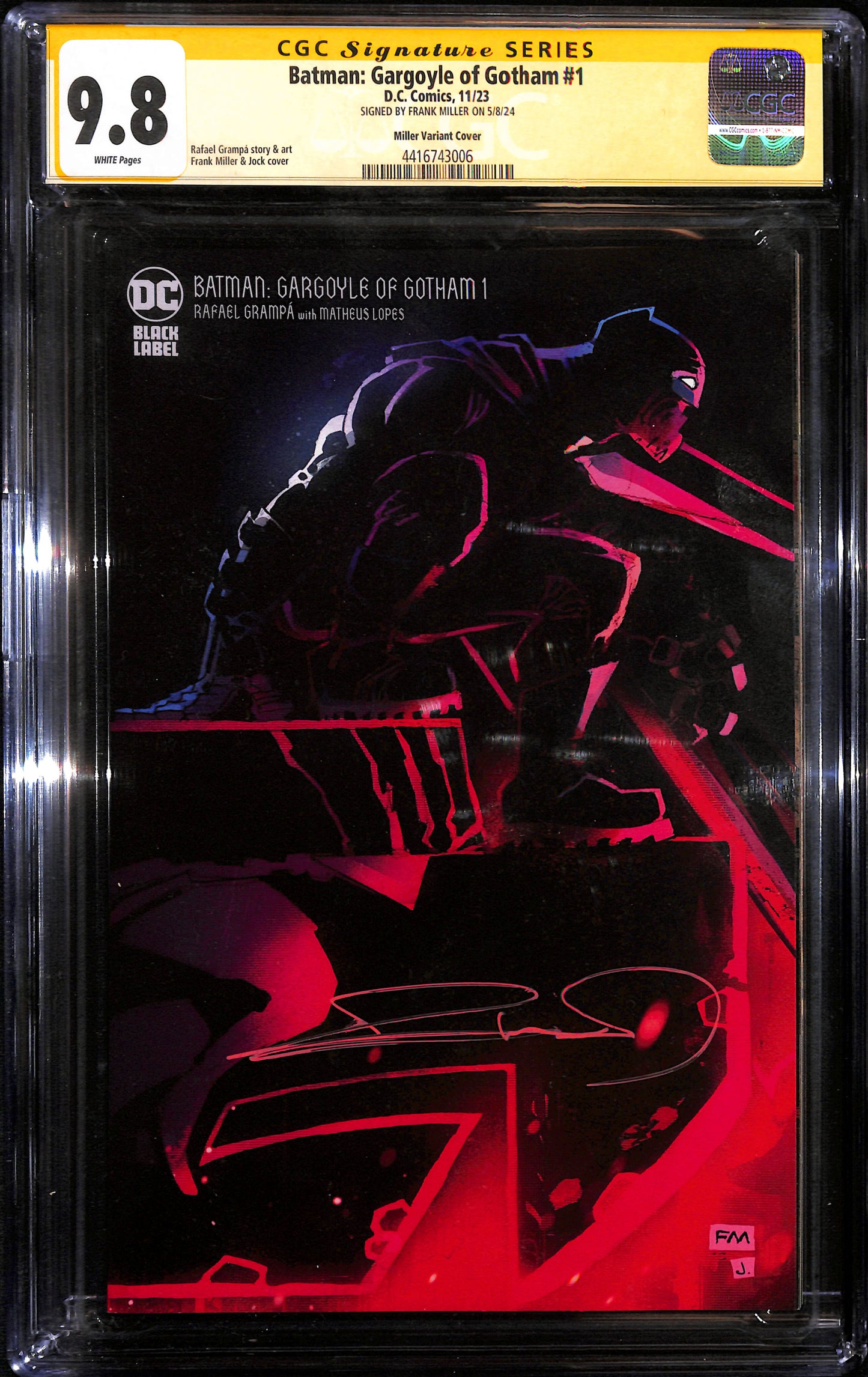 Batman: Gargoyle of Gotham #1 CGC 9.8 Firmato da Frank Miller
