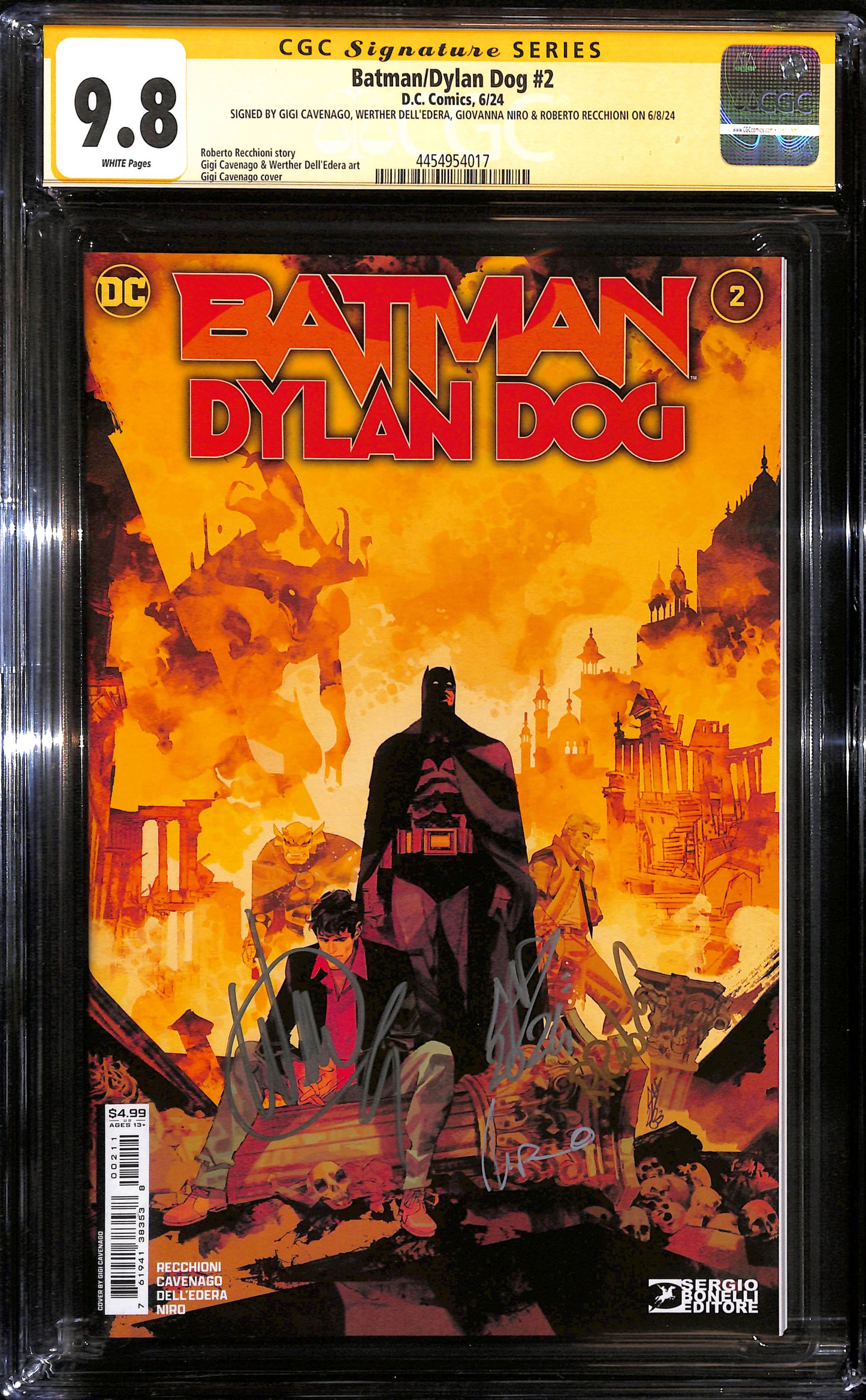 Batman/Dylan Dog #2 CGC 9.8 Signed by Gigi Cavenago, Werther Dell'Edera, Giovanna Niro e Roberto Recchioni