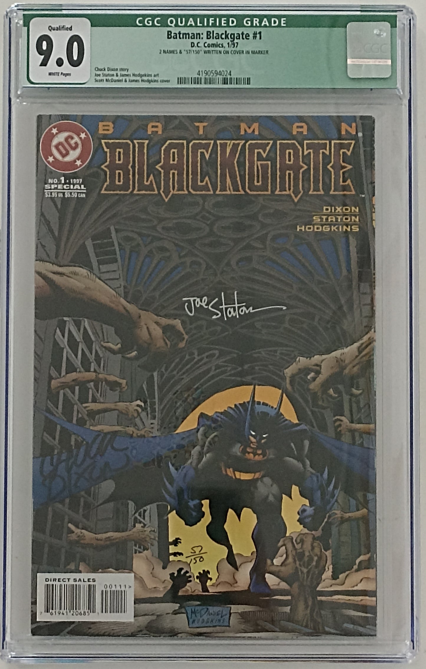 Batman: Blackgate #1 - CGC 9.0 - Firmato da Chuck Dixon e Joe Staton - Dc Comics 1997