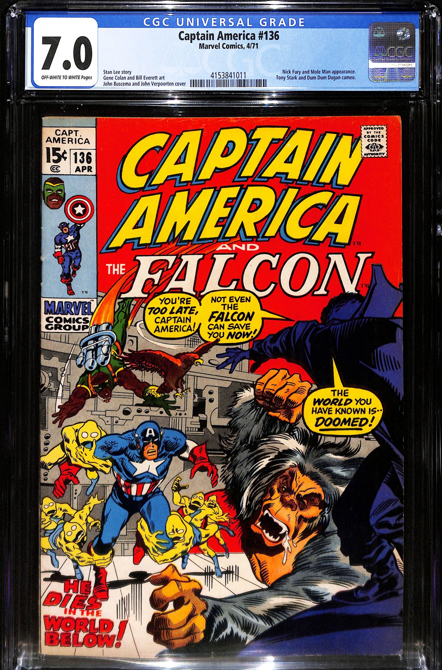 Captain America #136 - CGC 7.0 - Marvel Comics 1971