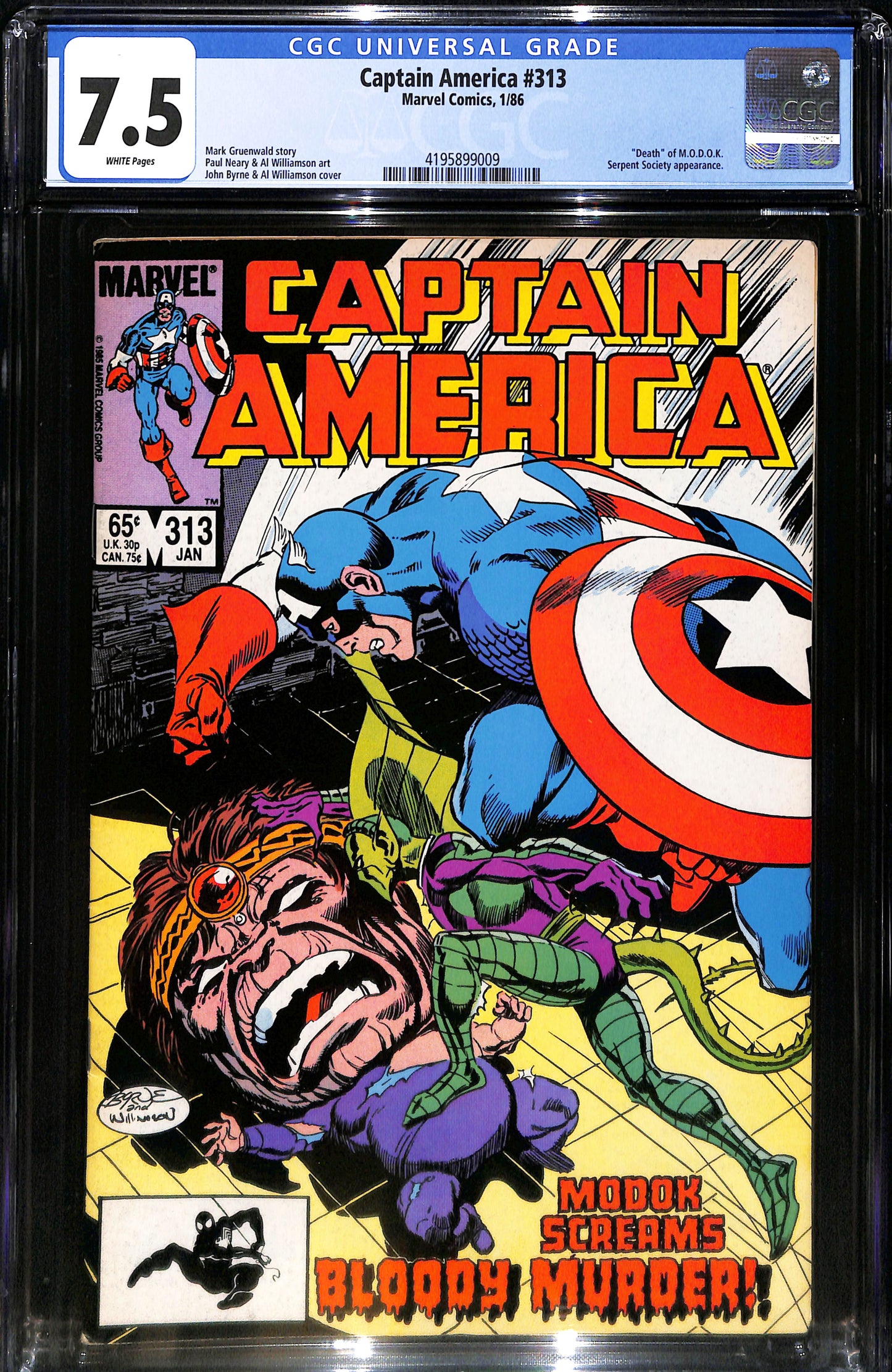 Captain America #313 - CGC 7.5 - Marvel Comics 1986