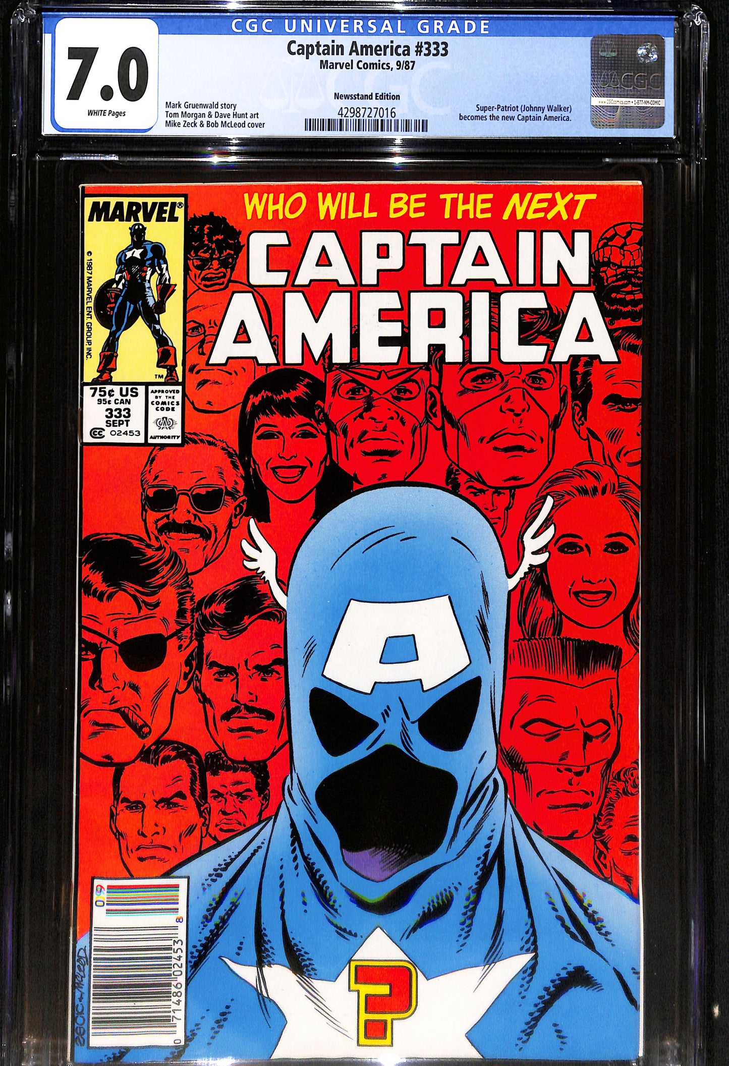 Captain America #333 - CGC 7.0 - Marvel Comics 1987