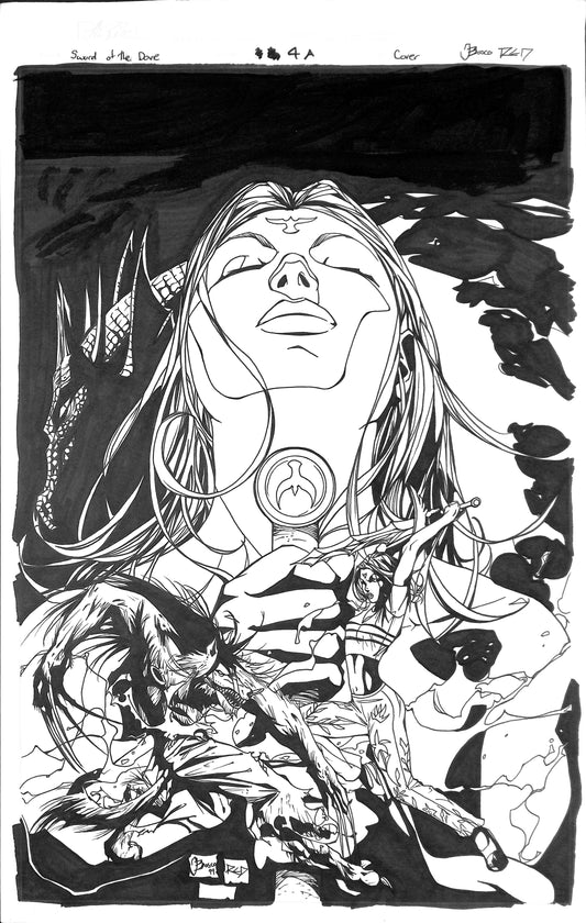 John Bosco – Illustrazione Originale Cover "Sword of the Dove" n.4 – 1999