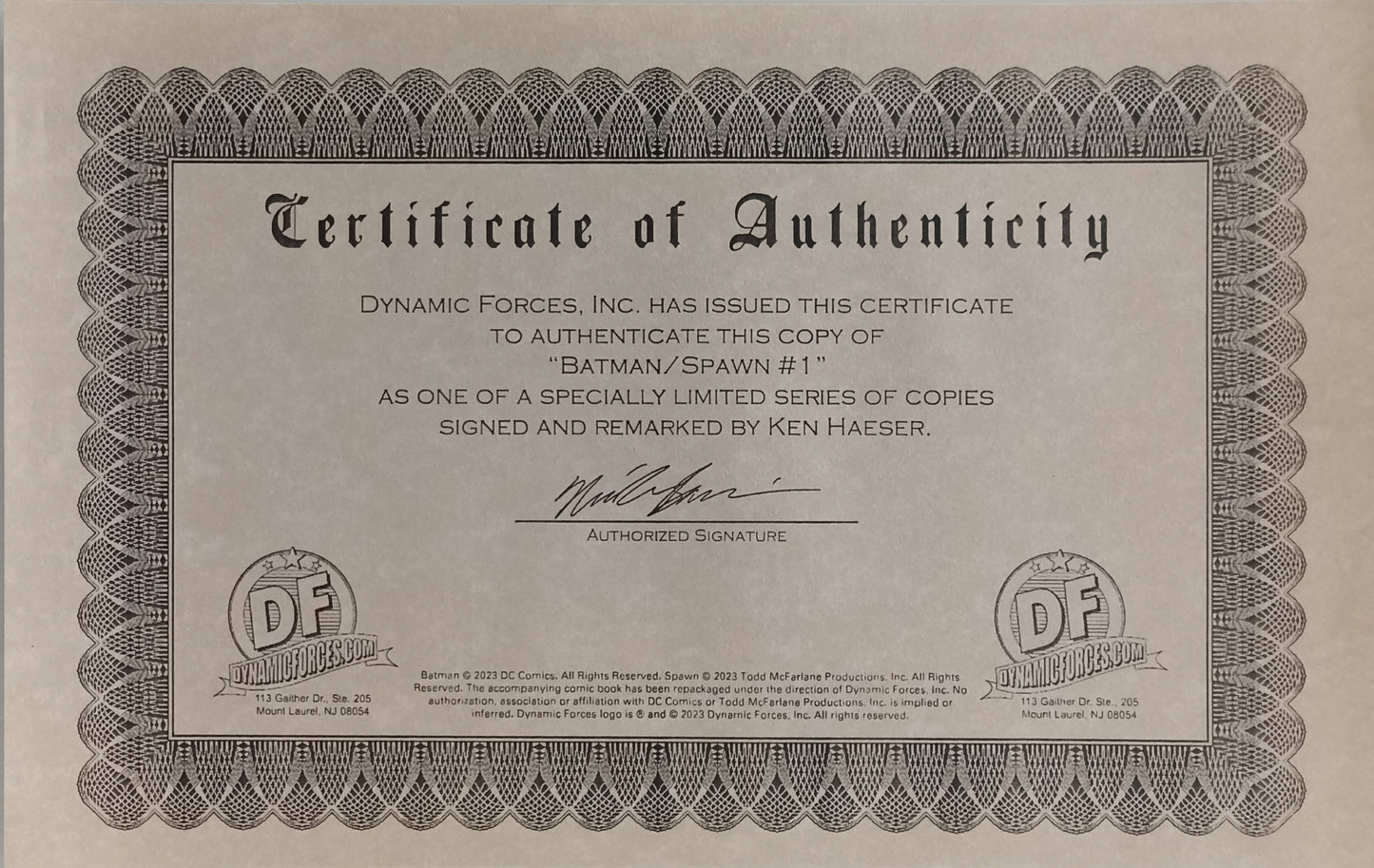 Batman/Spawn #1 - CGC 9.8 - Sketch Edition and Signature by Ken Haeser - DC/Image Comics