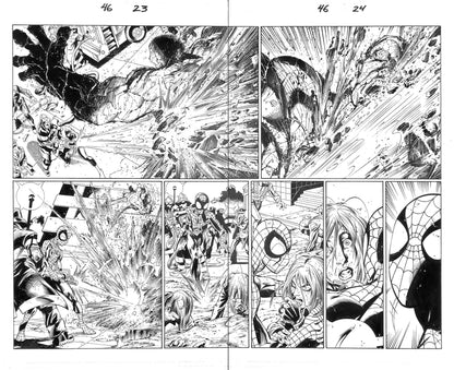 Mark Bagley &amp; Art Thibert – Ultimate Spider-Man #46 – Double Splash Page – Original Art (Page 24)