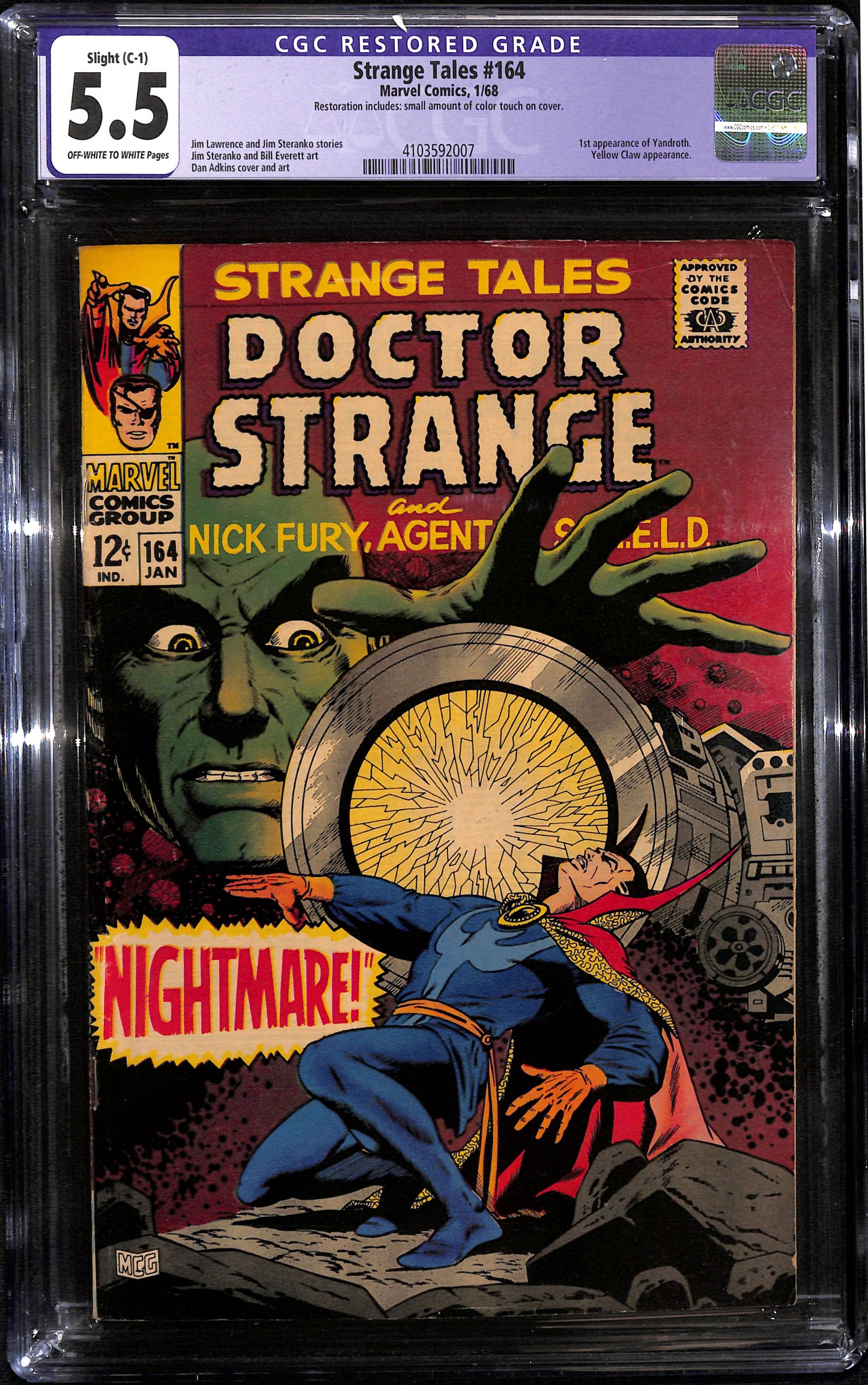Strange Tales #164 CGC 5.5 RESTORED