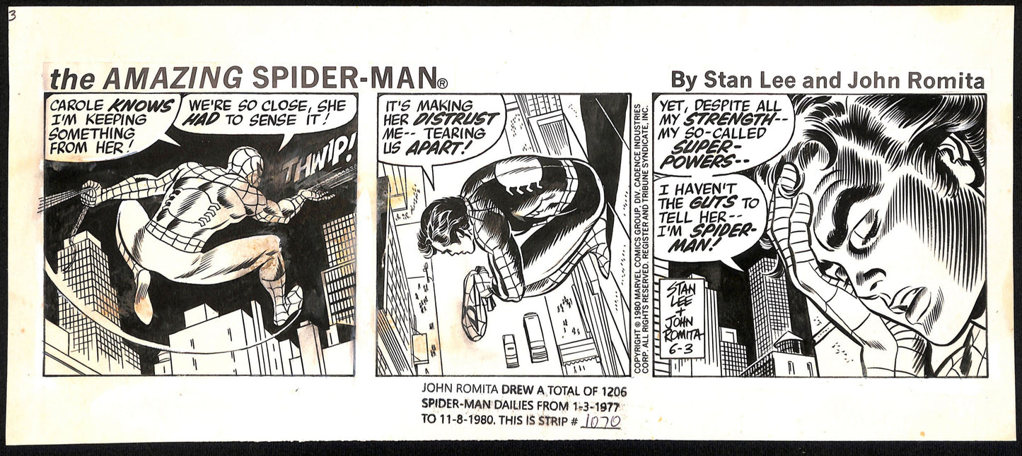 The Amazing Spider Man by Stan Lee and John Romita Senior - Original art - 6/3/1980