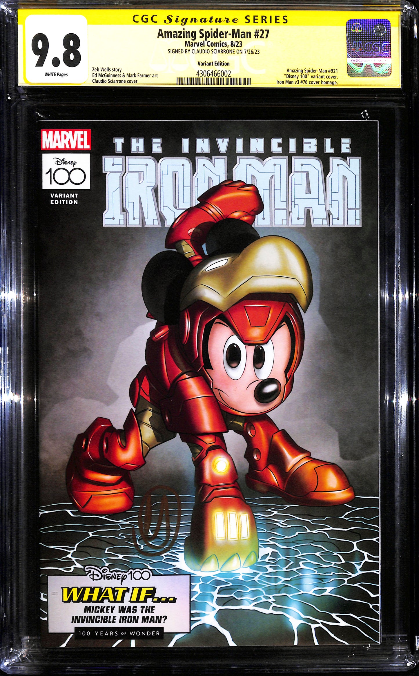 Amazing Spider-Man #27 Variant - CGC 9.8 Firmato da Claudio Sciarrone - Marvel Comics 2023