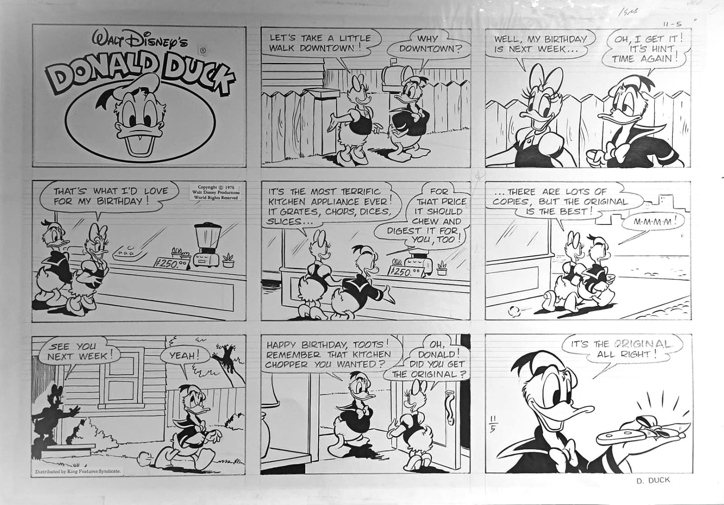 Donald Duck- tavola originale- 41 x59 -1978
