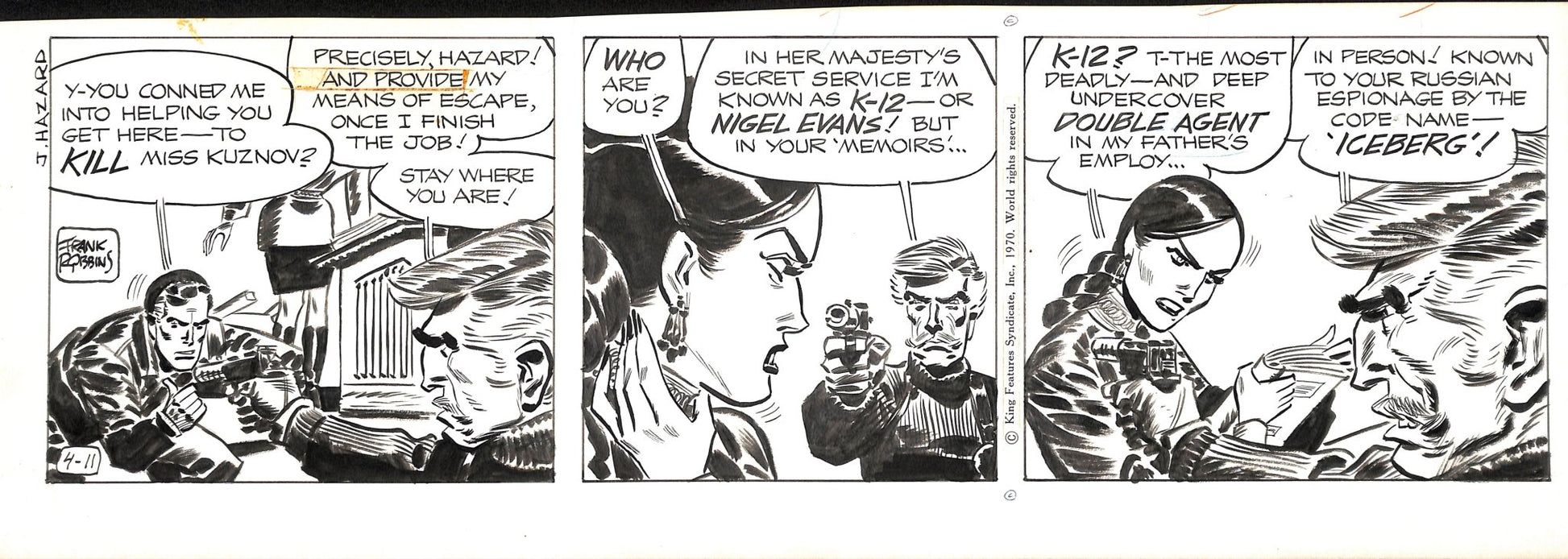 Frank Robbins Johnny Hazard - Tavola originale - 6 marzo 1970 - Momart