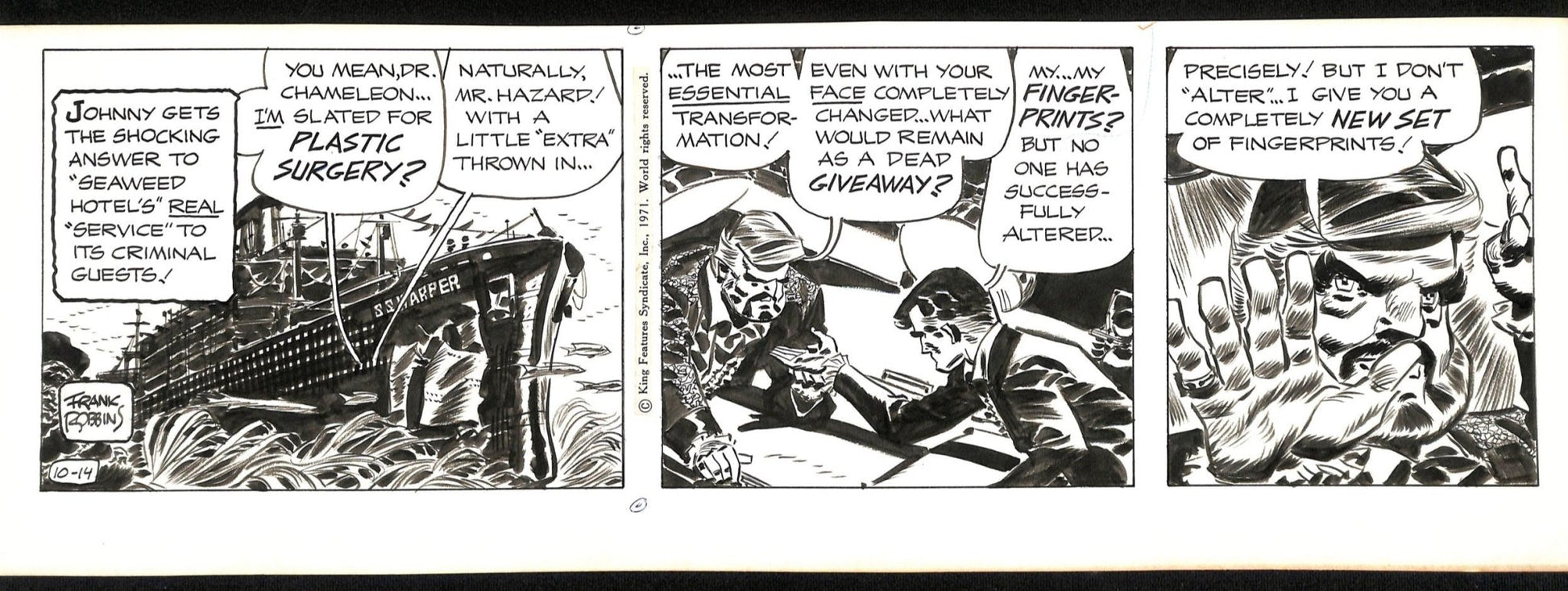 Frank Robbins Johnny Hazard - Tavola originale - 8 settembre 1971 - Momart