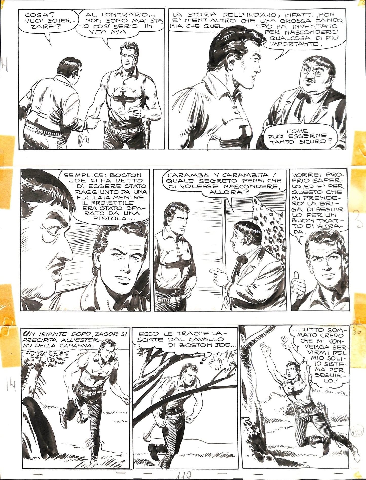 Gallieno Ferri - Tavola originale Zagor numero 3 L'oro del fiume - pag 110 - Momart