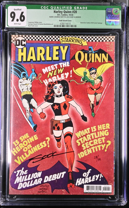 Harley Quinn #20 - CGC 9.6 - Sook Variant Cover - Firmato da Ryan Sook con certificato - DC Comics
