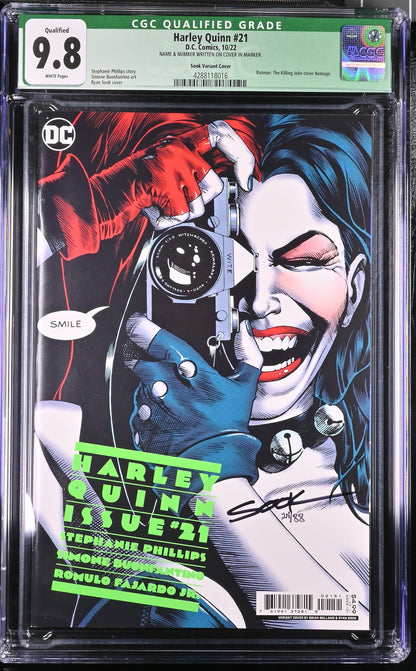 Harley Quinn #21 - CGC 9.8 - Sook Variant Cover - Signed by Ryan Sook with Certificate - DC Comics