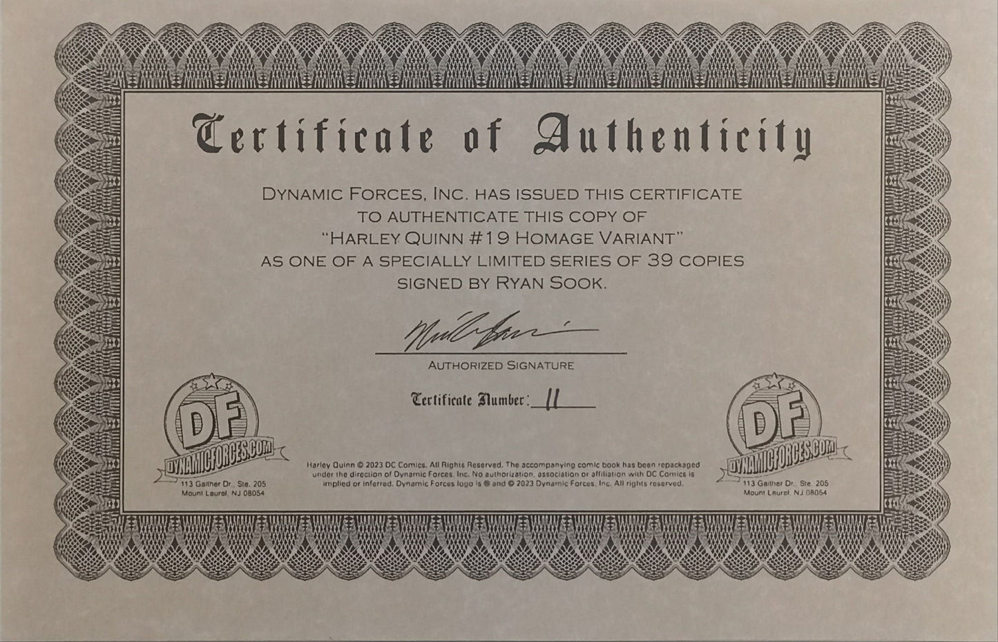 Harley Quinn #19 - CGC 9.8 - Sook Variant Cover - Signed by Ryan Sook with Certificate - DC Comics