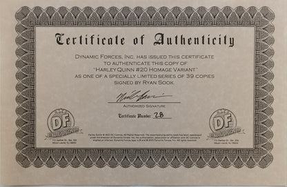 Harley Quinn #20 - CGC 9.6 - Sook Variant Cover - Signed by Ryan Sook with Certificate - DC Comics