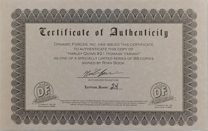 Harley Quinn #21 - CGC 9.8 - Sook Variant Cover - Signed by Ryan Sook with Certificate - DC Comics