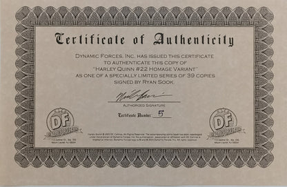 Harley Quinn #22 - CGC 9.8 - Sook Variant Cover - Signed by Ryan Sook with Certificate - DC Comics (Copy)