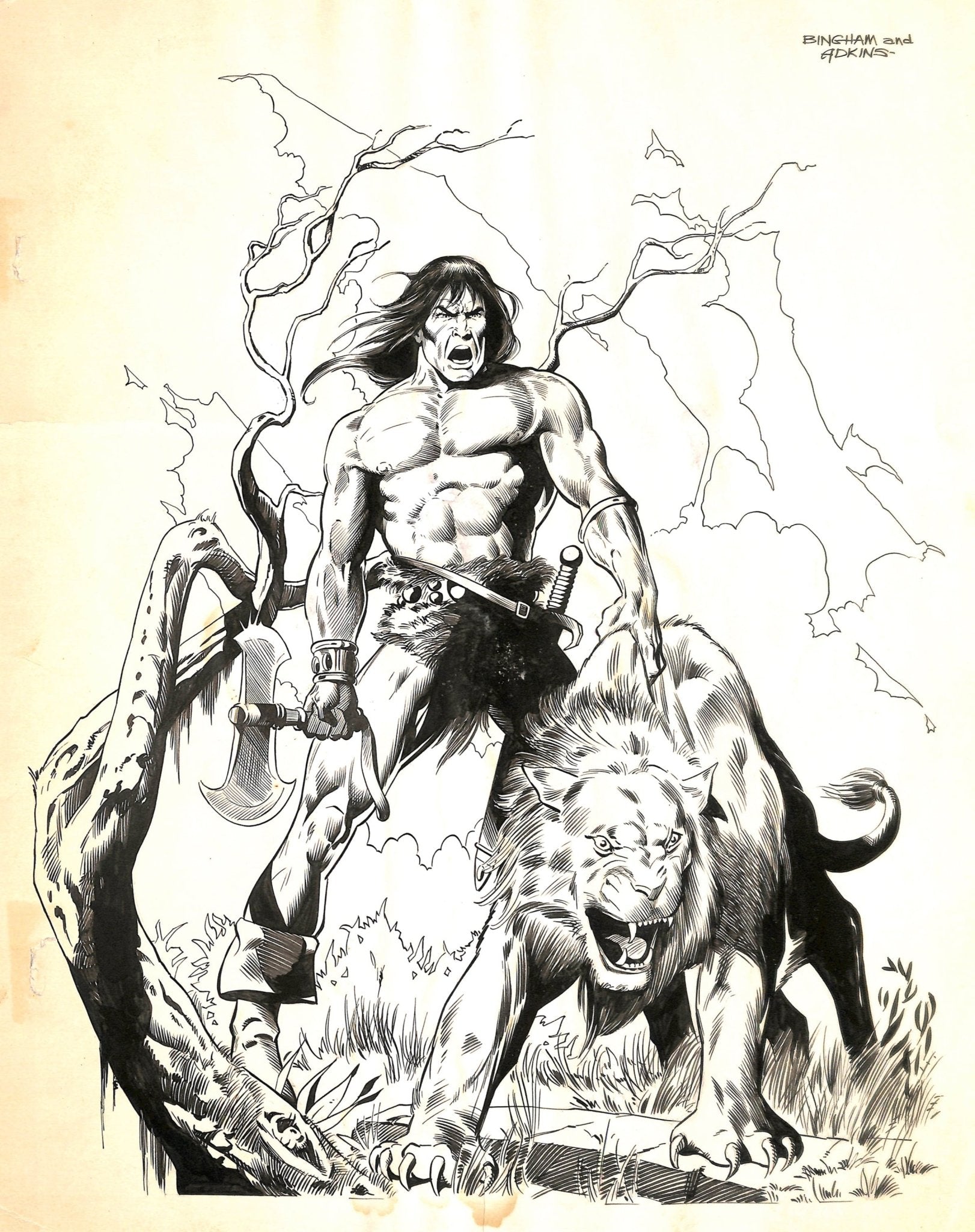 Illustrazione originale di Bingham and Adkins - Conan il barbaro - Momart
