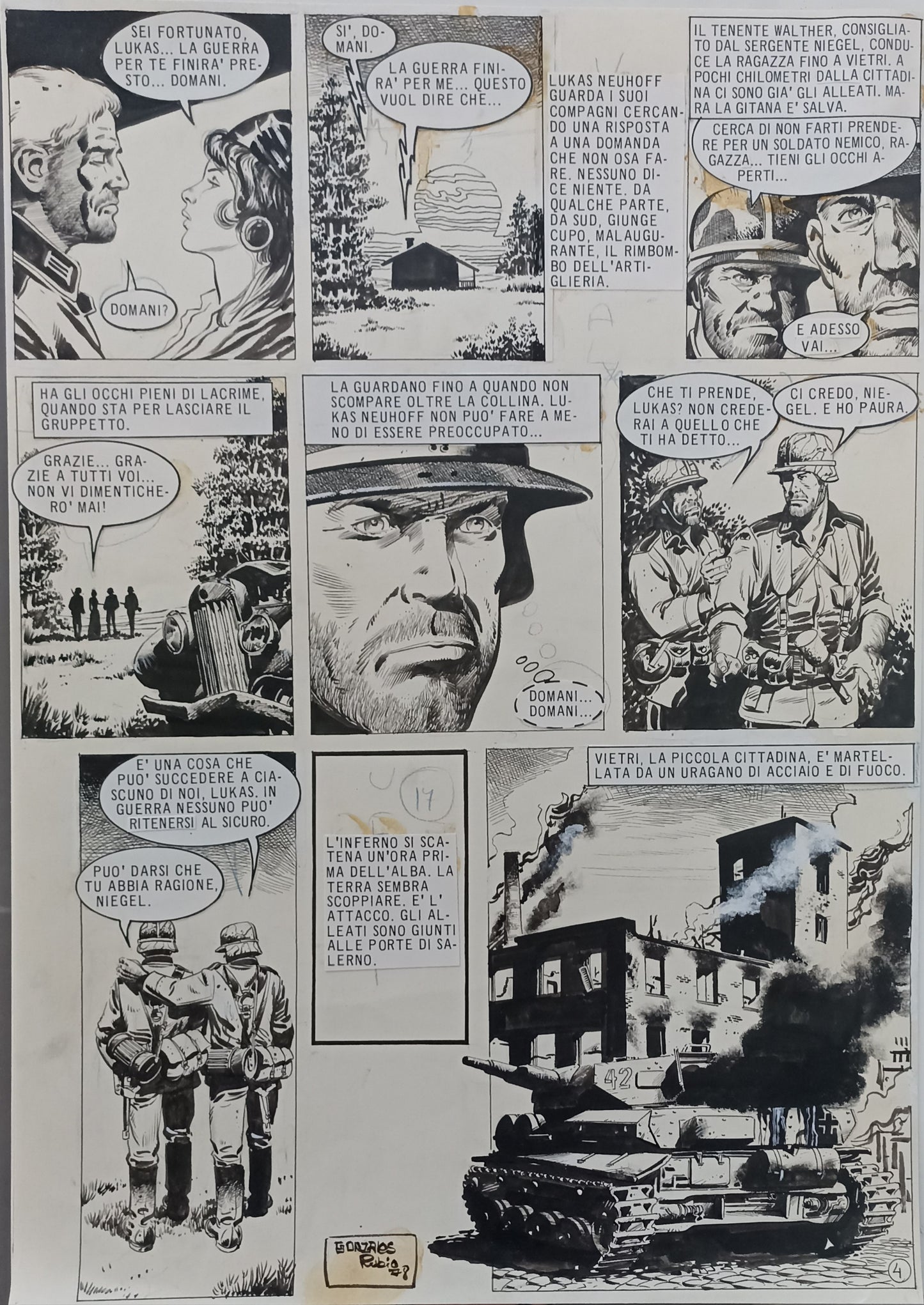 Rubio – 8 Tavole Originali – "La profezia" (Lancio Story n.32, 1982) – Serie Completa